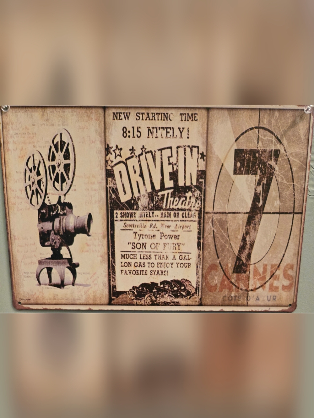 Vintage Drive-In Theater Poster Print in Black and Cream